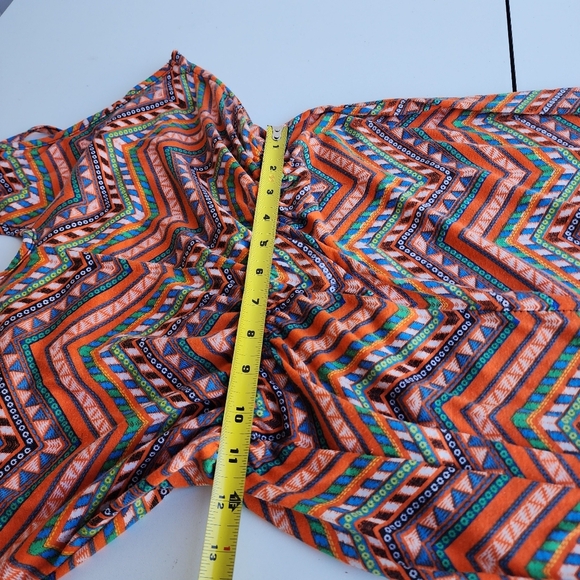 Bobbie Brooks Ladies Maxi Long Boho Dress Orange Blue Halter Tie Back Straps L - Picture 9 of 10